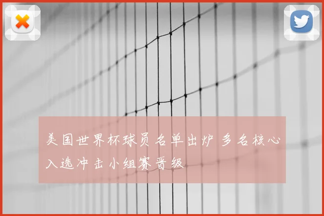 美国世界杯球员名单出炉 多名核心入选冲击小组赛晋级